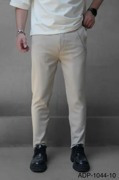 PANTALONI SLIM FIT ZIPPER STONE-BEIGE BGAS1155(1044-10) (MĂRIME: 36)