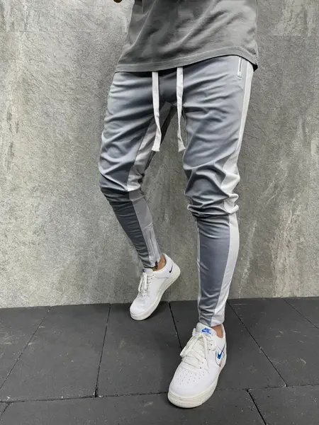 PANTALONI STRIPED ZIPPER GREY BGAS732(5400) (MĂRIME: XL)