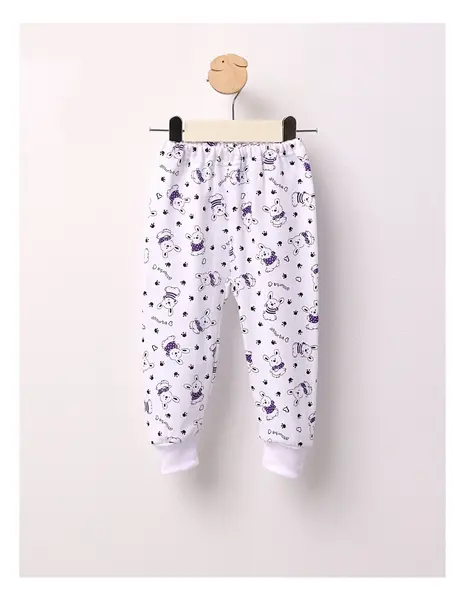 Pantaloni Sweet Dog alb-mov