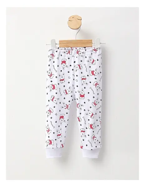 Pantaloni Sweet Dog alb-rosu