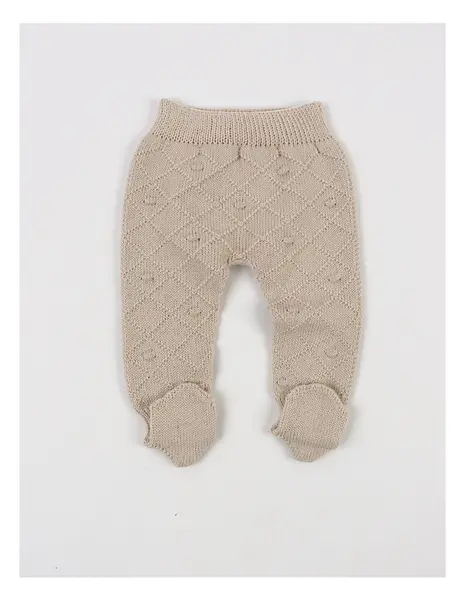 Pantaloni tricotati cu botosei Ianis crem