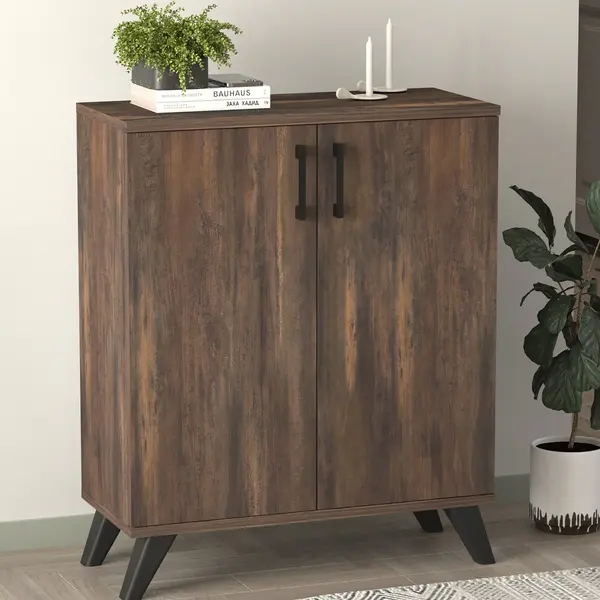 Pantofar Ceren multifunctional cu 2 usi si 4 rafturi interioare, dulap pantofi, mobilier hol ingust 70 x 110 cm, PAL melaminat 18 mm clasa E1, mecanism silentios soft-close, 72x32,5x88 cm