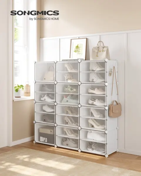 Pantofar modular Songmics Alb 124.4x31.2x124.6 cm