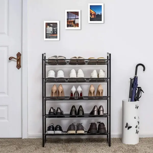 Pantofar, Songmics, Negru, 5 rafturi 74x30.5x103.8 cm