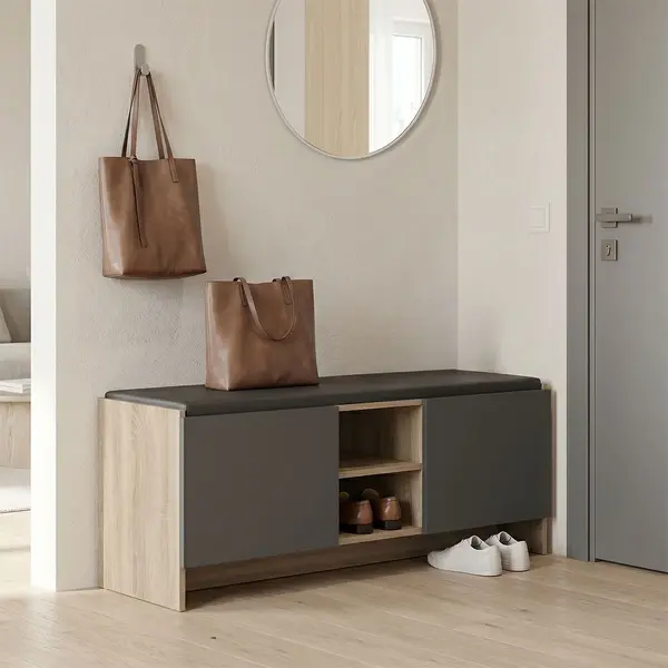 Pantofar tip bancheta, Zulla, Antracit, 37x110x43 cm