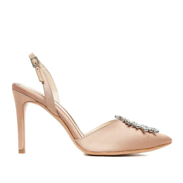 Pantofi Alice Brosa Cristale Satin, Nude-Auriu, Editie Limitata - 37 / 9.5cm