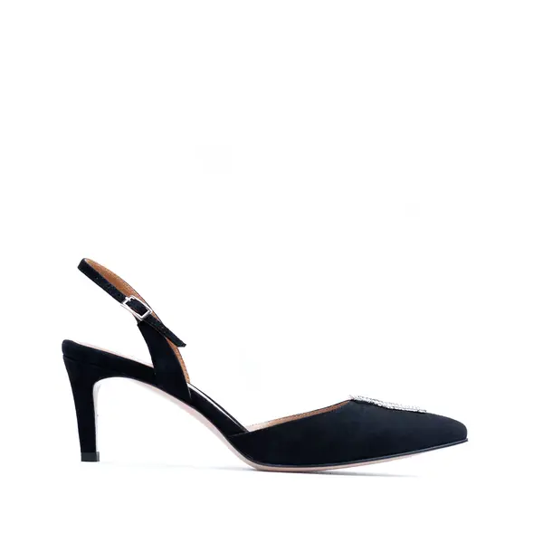 Pantofi Alice Cristale, Piele Intoarsa, Negri - 36 / 9.5 cm