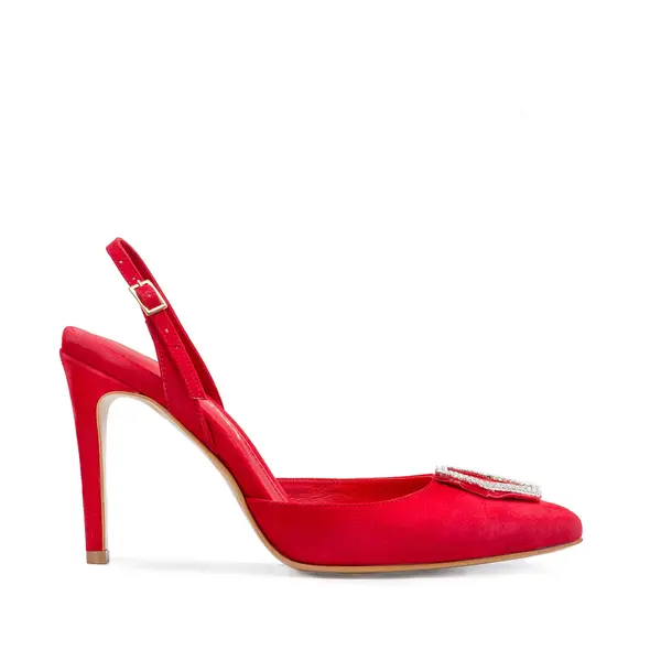 Pantofi Alice Cristale, Piele Intoarsa, Rosii - 40 / 9.5 cm