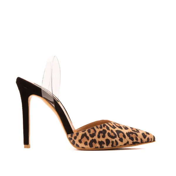 Pantofi Alice Decupat in V, Piele Intoarsa, Animal Print - 42 / 9.5 cm
