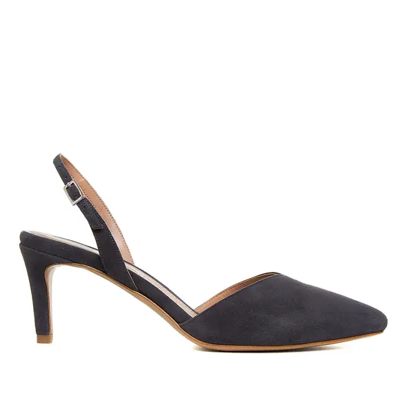 Pantofi Alice Decupat in V, Piele Intoarsa, Gri Inchis - 42 / 9.5 cm