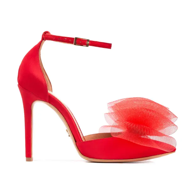 Pantofi Alice Funde Tulle, Satin, Rosii - 34 / 9.5 cm