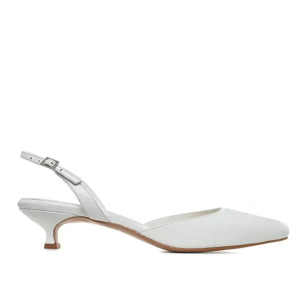 Pantofi Alice Piele Lacuita, Albi - Kitten Heels - 41 / 4 cm