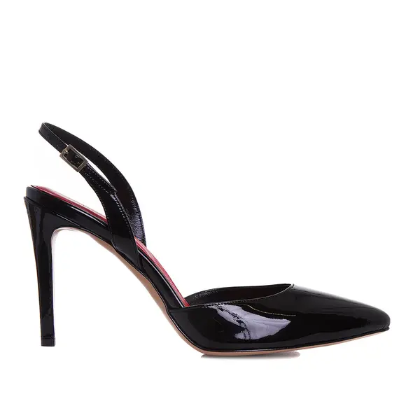 Pantofi Alice Piele Lacuita, Negri - 40 / 8 cm