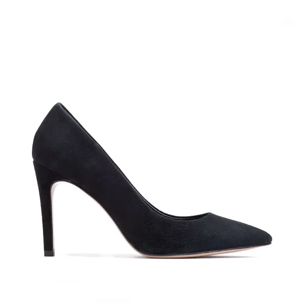 Pantofi Alice Stiletto Piele Intoarsa, Negri - 42 / 8 cm