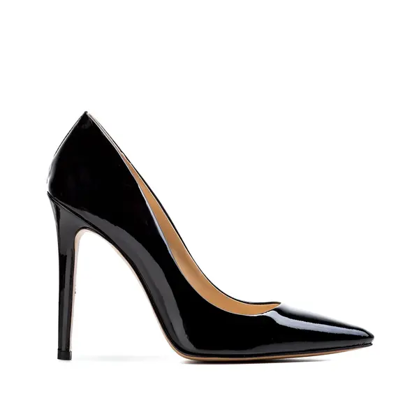 Pantofi Alice Stiletto Piele Lacuita, Negri - 38 / 8 cm