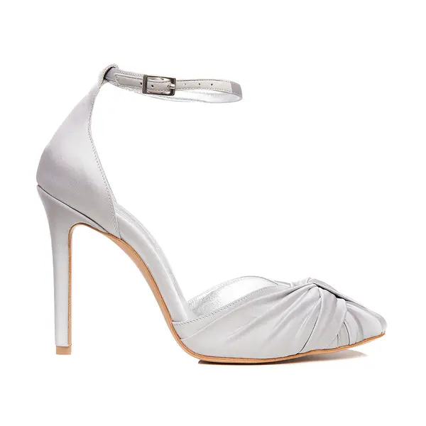 Pantofi Ana Satin, Gri-Argintiu - 42 / 8 cm