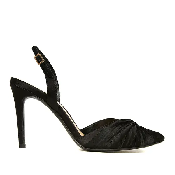 Pantofi Ana Satin, Negri - 39 / 8 cm