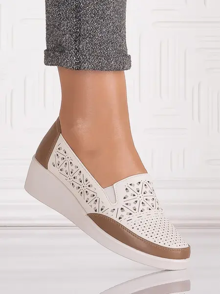 Pantofi casual Bej dama din Piele Ecologica Aveline