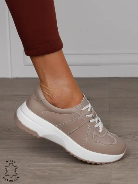 Pantofi Casual damă din piele naturală confortabile CRL1573 ROZ