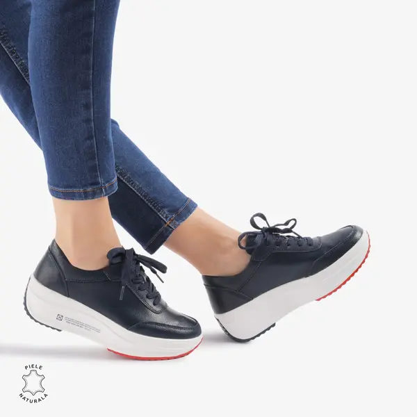 Pantofi casual dama din Piele naturală CRL0058 BLEUMARIN