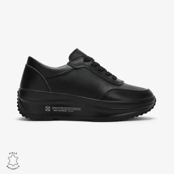 Pantofi casual dama din Piele naturală CRL0058 NEGRU