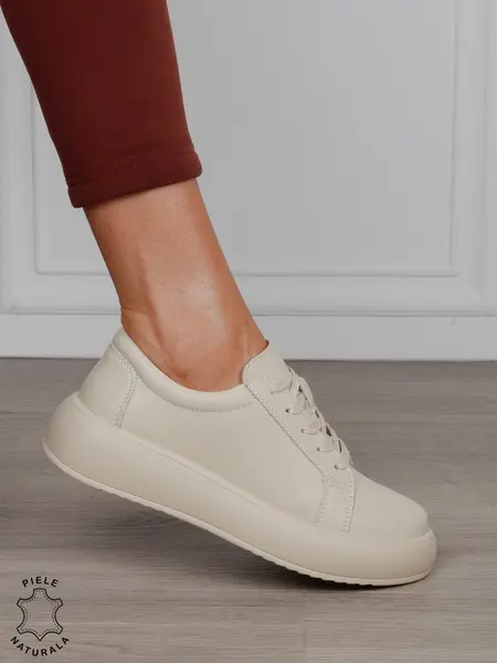 Pantofi Casual damă din piele naturală CRL1568 Bej