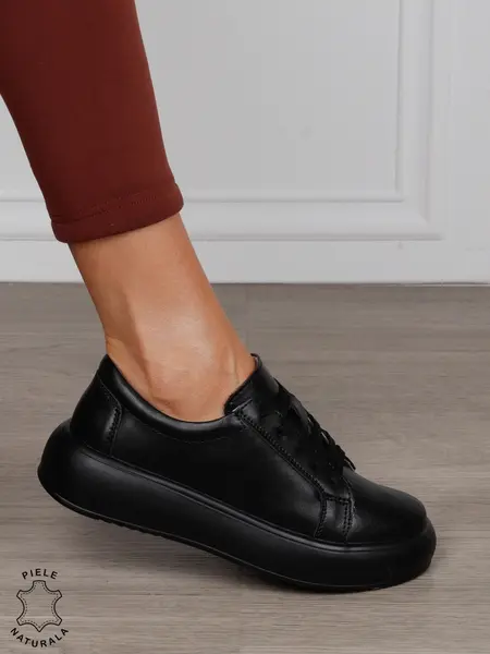 Pantofi Casual damă din piele naturală CRL1568 NEGRU