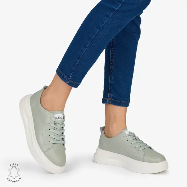Pantofi Casual dama din Piele Naturala CRL1637 CULOARE: GRI
