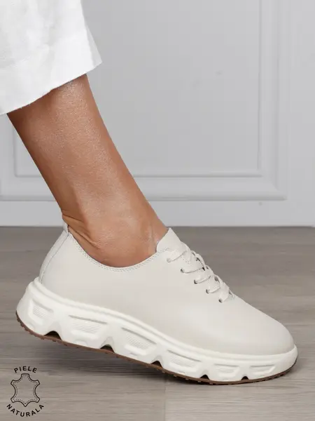 Pantofi Casual dama din Piele Naturala cu talpa speciala CRL1557 BEJ
