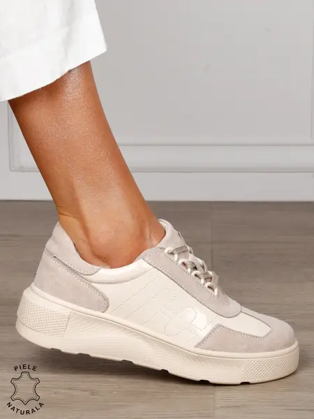 Pantofi Casual dama din Piele Naturala intoarsa CRL1556 BEJ