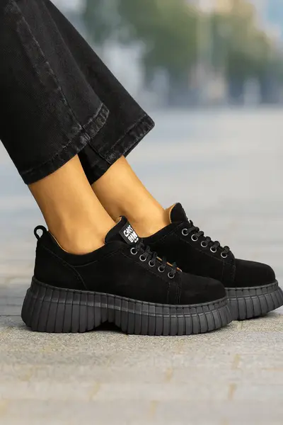 Pantofi Casual Dama din Piele Negri - NELA
