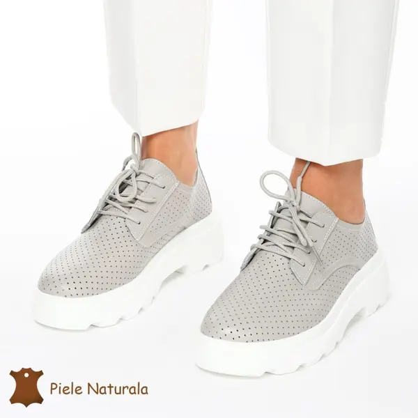 Pantofi Casual Dama Piele naturală CRL0207 GRI