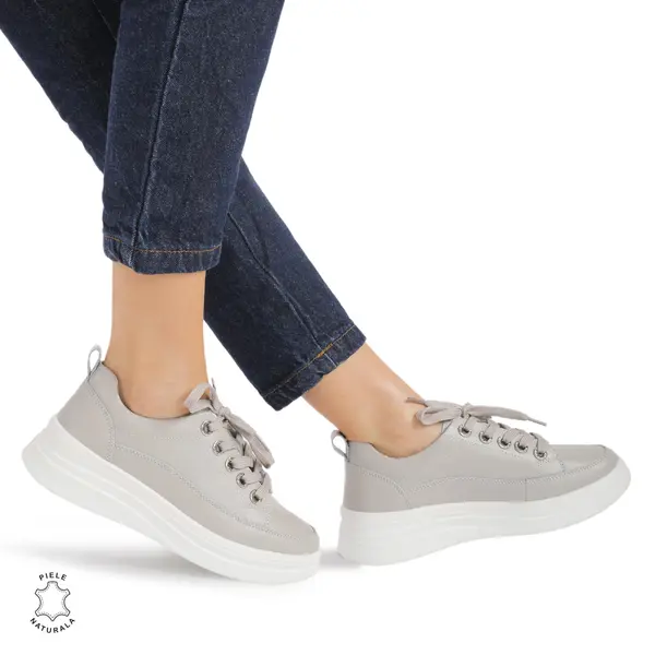 Pantofi casual dama piele naturala CRL0869 GRI