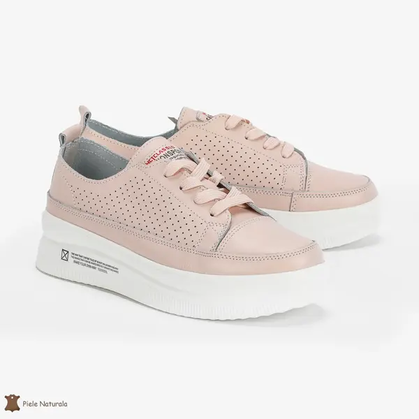 Pantofi Casual de dama din Piele naturala Șic Urban CRL0487 ROZ