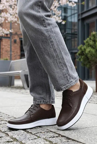Pantofi Casual din Piele Maro cu Siret - EDE BROWN