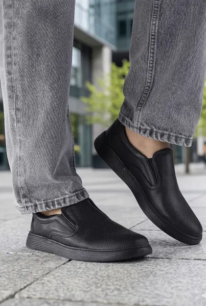 Pantofi Casual gen Mocasini din Piele- Doik BLACK