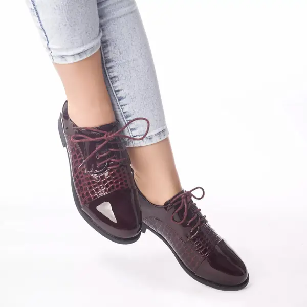 Pantofi casual lora rosu piele ecologica lacuita