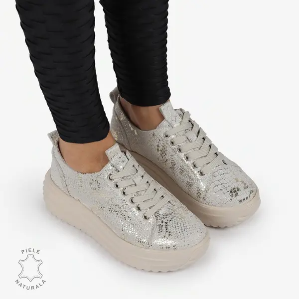 Pantofi casual piele naturala Intoarsa cu INCHIDERE SIRET CRL1306 BEJ