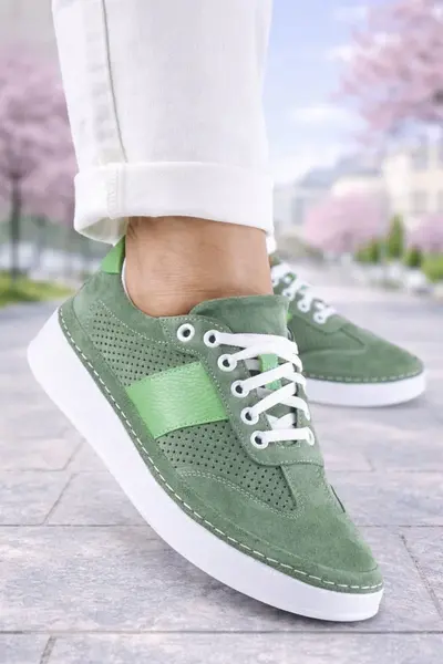 Pantofi Casual-Sport din Piele Verde - SYL GREEN