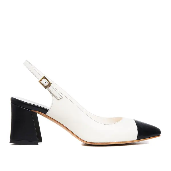 Pantofi Charlotte, Piele Naturala, Alb-Negru - 37 / 8 cm - subtire
