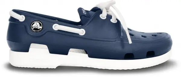 Pantofi Crocs Kids' Beach Line Lace Boat Shoe Albastru - Navy/White