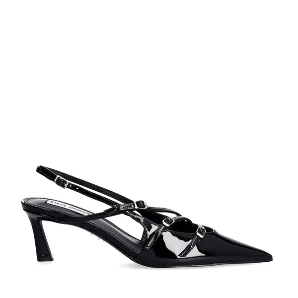 Pantofi cu toc slingback femei Steve Madden Liana negri din lac 1469ddlianaln