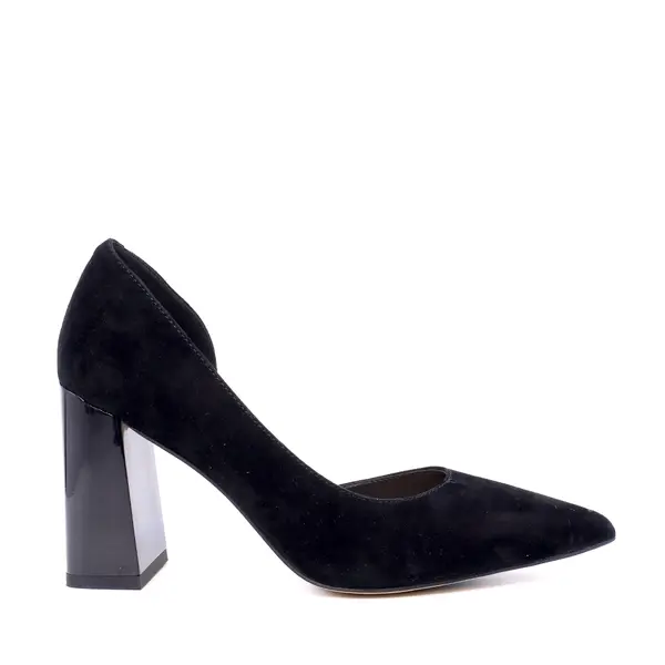Pantofi D'Orsay cu toc gros femei Luca di Gioia negri din piele întoarsă 1261DD9321VN