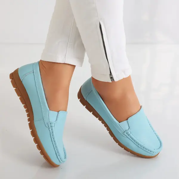 Pantofi dama casual Albastri din Piele Naturala Comoi