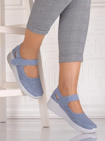 Pantofi dama casual Albastrii din Piele Ecologica Altoia