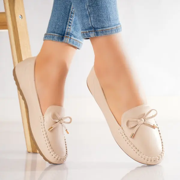 Pantofi dama casual Bej din Piele Ecologica Amelia