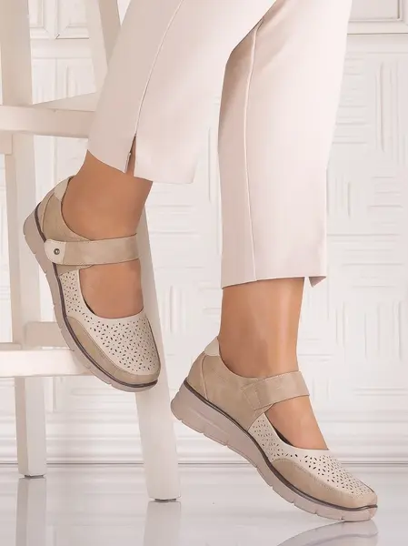 Pantofi dama casual Bej din Piele Ecologică Anabelle