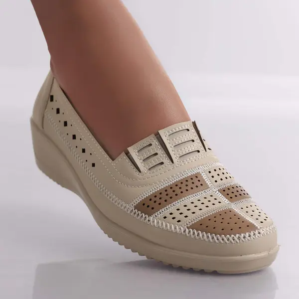 Pantofi dama casual Bej din Piele Ecologica Belen