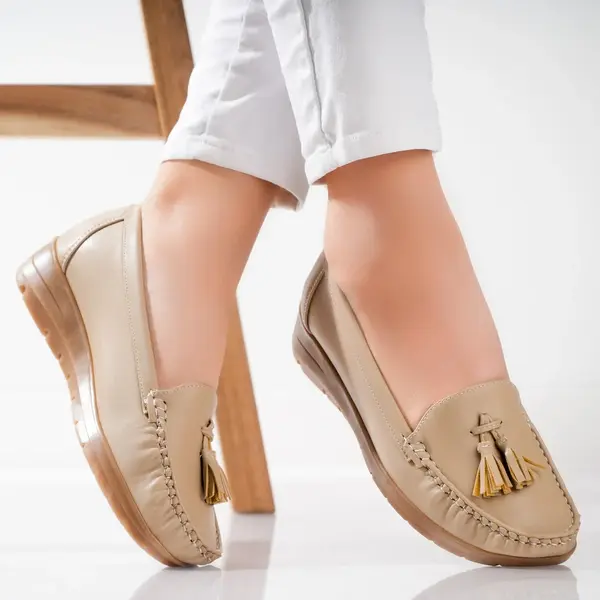 Pantofi dama casual Bej din Piele Ecologica Casane