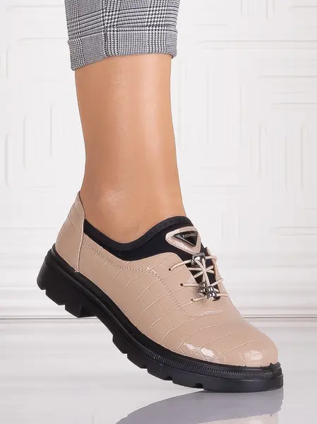 Pantofi dama casual Bej din Piele Ecologica Lacuita Russan
